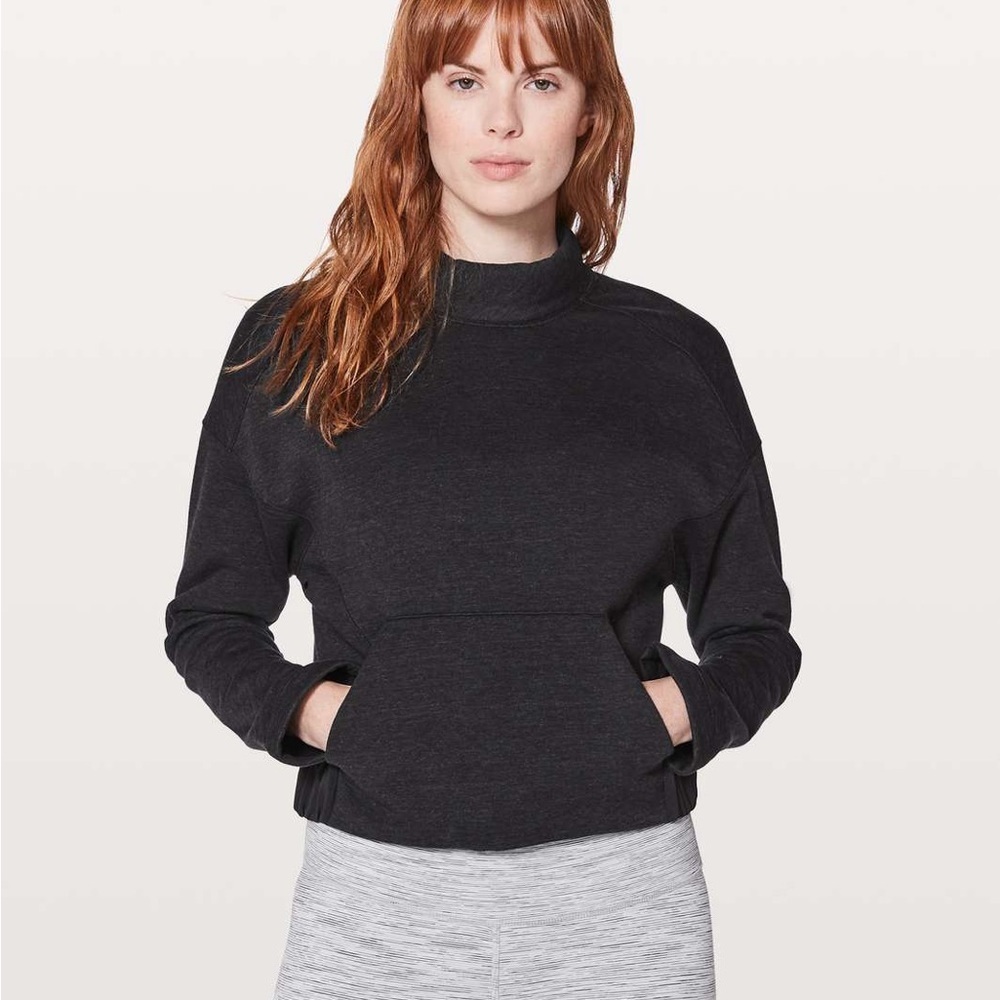 Lululemon Light As Warmth Crew pullover sweatshirt Heathered Core Black size 8​ - Picture 3 of 12